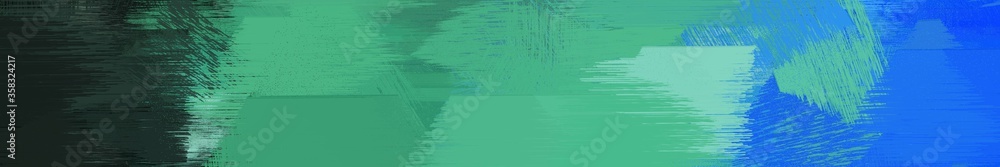 wide landscape graphic with abstract brush strokes background with medium sea green, very dark blue and dodger blue