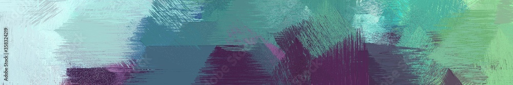 wide landscape graphic with abstract brush strokes background with blue chill, pale turquoise and very dark magenta. can be used for background, canvas or poster