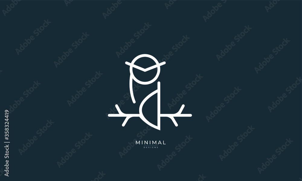 A line art icon logo of an owl