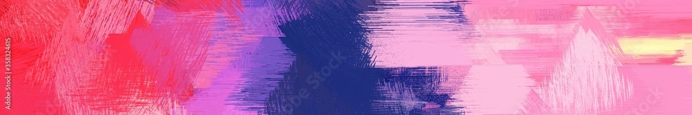 wide landscape graphic with modern brush strokes background with pastel magenta, dark slate blue and crimson. can be used for wallpaper, cards, poster or banner