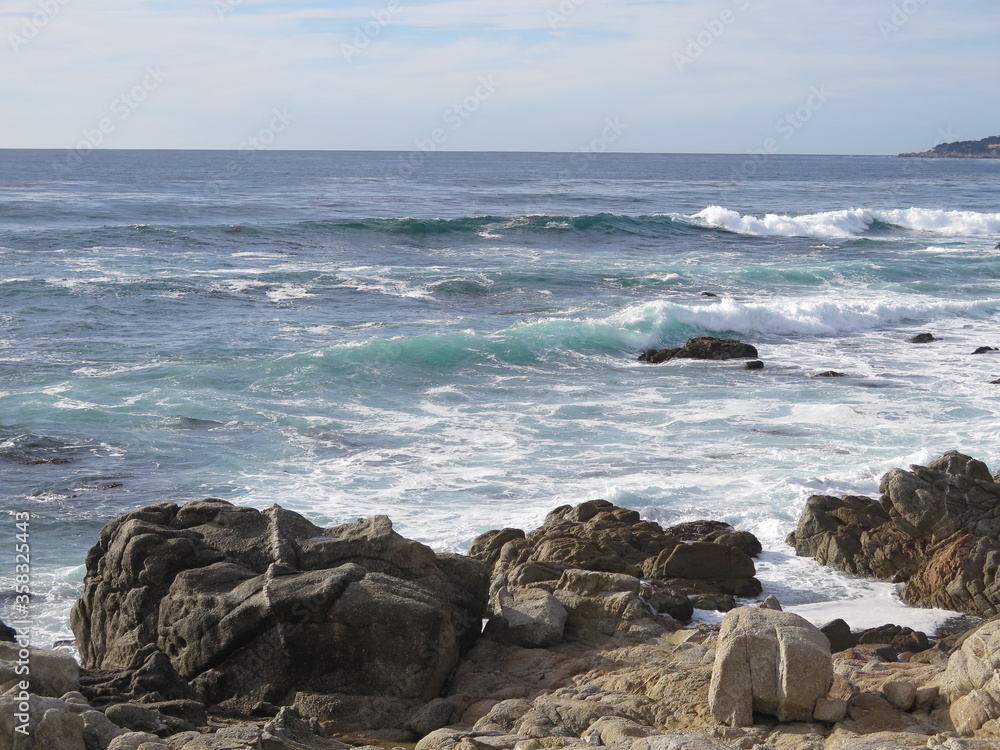 waves in Carmel-by-the-Sea in the Monterey County in California in the month of October, USA waves in Carmel-by-the-Sea in the Monterey County in California in the month of October, USA
