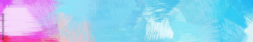 wide landscape graphic with creative brush strokes background with baby blue, sky blue and thistle