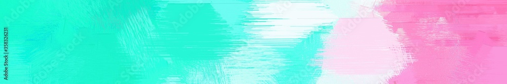Obraz premium wide landscape graphic with art brush strokes background with turquoise, pastel pink and pale turquoise. can be used for background, canvas or poster