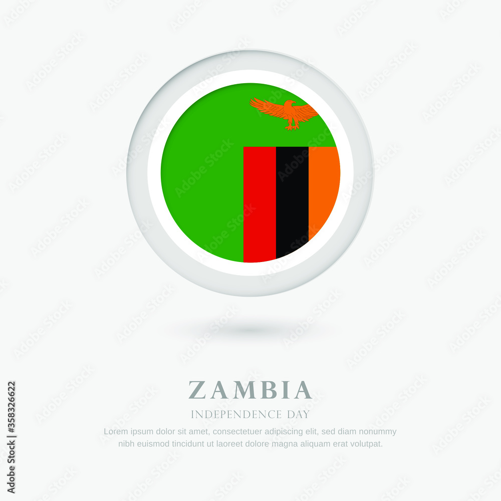 Abstract happy independence day of Zambia country with country flag in circle greeting background Abstract happy independence day of Zambia country with country flag in circle greeting background