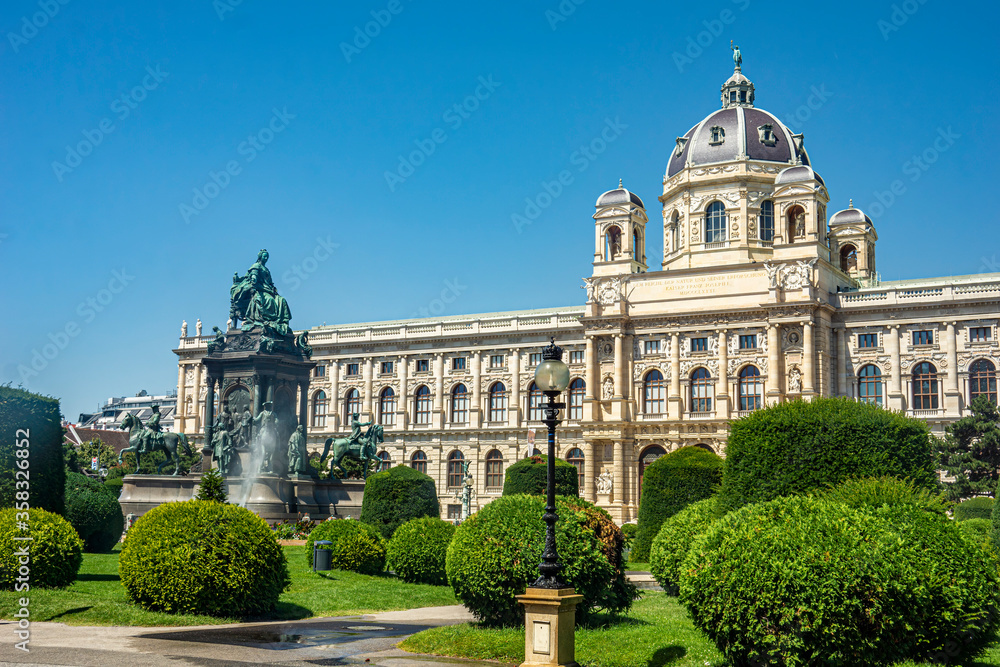 View of the Natural History Museum in Vienna, Austria