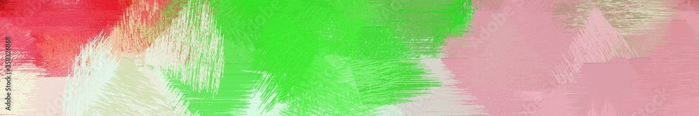 wide landscape graphic with art brush strokes background with silver, lime green and baby pink