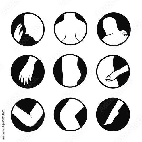 human body pain icon set