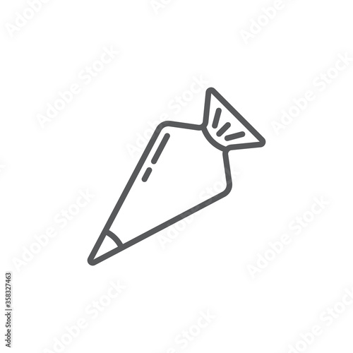 Icing bag with nozzle vector icon symbol isolated on white background