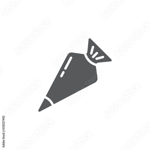 Icing bag with nozzle vector icon symbol isolated on white background
