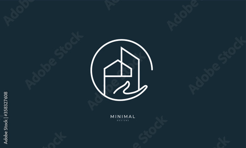 A line art icon logo of a house cleaning design, house care