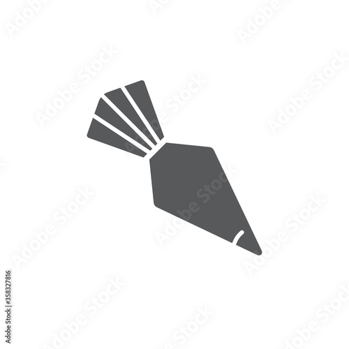 Icing bag with nozzle vector icon symbol isolated on white background