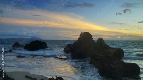 The sunset at marina beach in Lampung province Indonesia