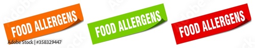 food allergens sticker. food allergens square isolated sign. food allergens label