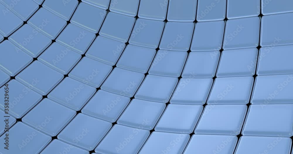 Glossy curved surface made of blue metal shiny cubes, abstract blue graphic simple background, seamless looping 3D animation Glossy curved surface made of blue metal shiny cubes, abstract blue graphic simple background, seamless looping 3D animation