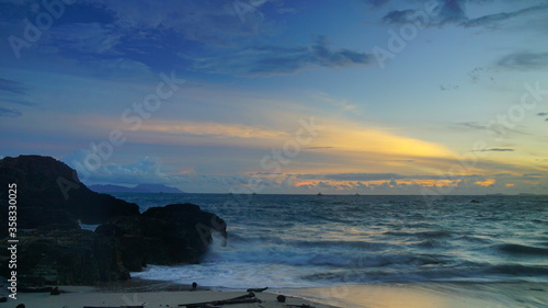 The sunset at marina beach in Lampung province Indonesia