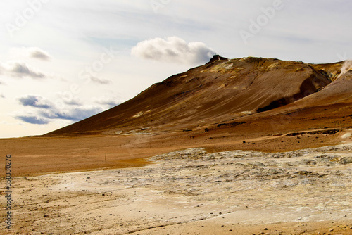 Amazing view of Namafjall  a high-temperature geothermal area with fumaroles and mud pots in Iceland