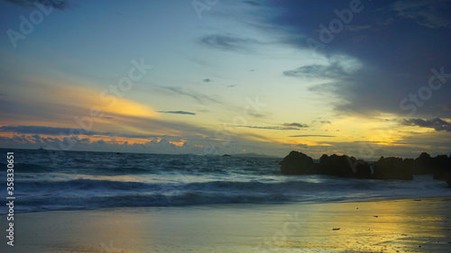 The sunset at marina beach in Lampung province Indonesia