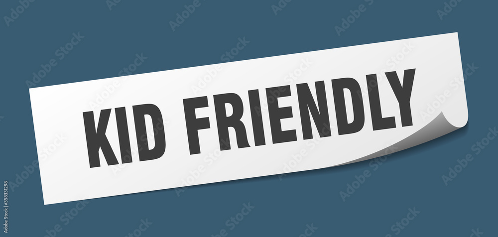 kid friendly sticker. kid friendly square isolated sign. kid friendly label