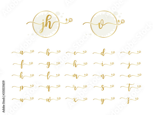 feminine initial logo collection, beauty fashion, floral, wedding design template photo