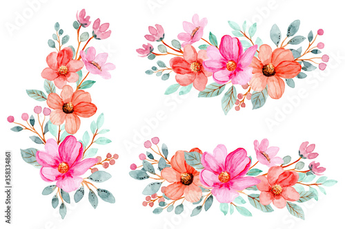 watercolor pink flower bouquet collection