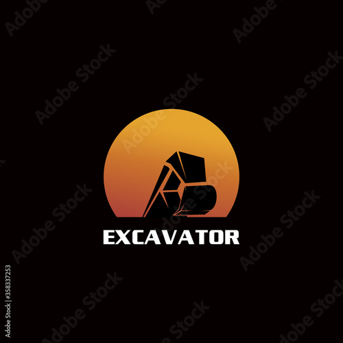 Excavator heavy equipment template vector for construction company. Excavator silhouette template vector.Creative excavator illustration for designs template. Excavator logo on a white background © novia