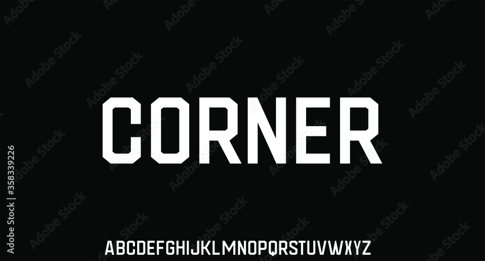 CORNER, THE CONDENSED SPORTY GEOMETRIC STRONG FONT ALPHABET