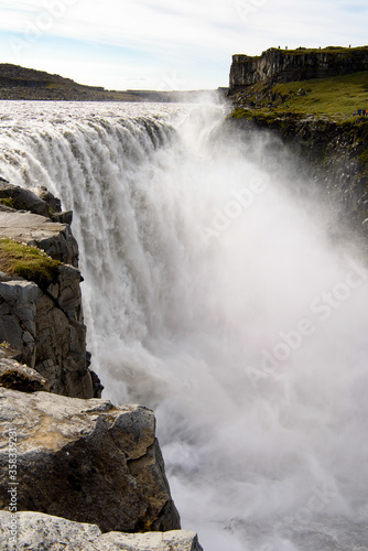Dettifoss  a waterfall in Vatnajokull National Park in Northeast Iceland  the most powerful waterfall in Europe