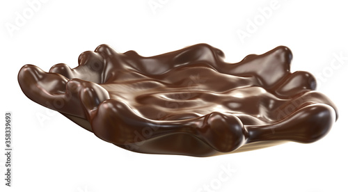 chocolate splash isolated background. Clipping path. 3d illustration.