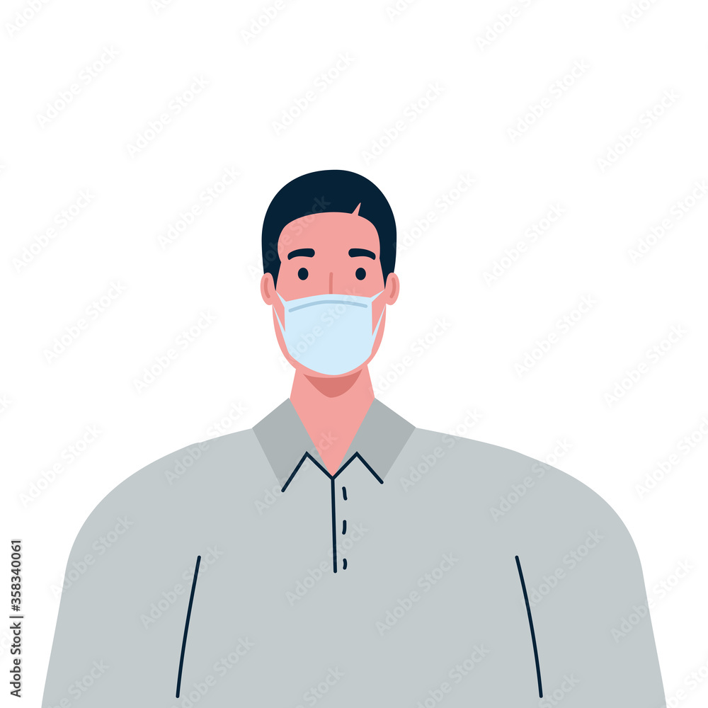 man wearing protective medical mask against covid 19 vector illustration design man wearing protective medical mask against covid 19 vector illustration design