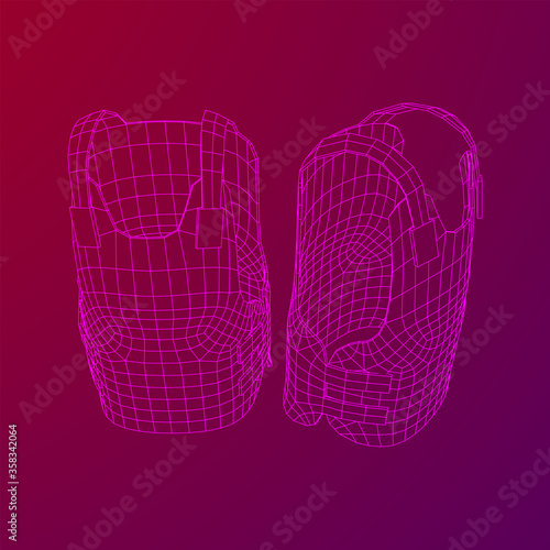 Police flak jacket or bulletproof vest. Bullet proof concept. Wireframe low poly mesh vector illustration.