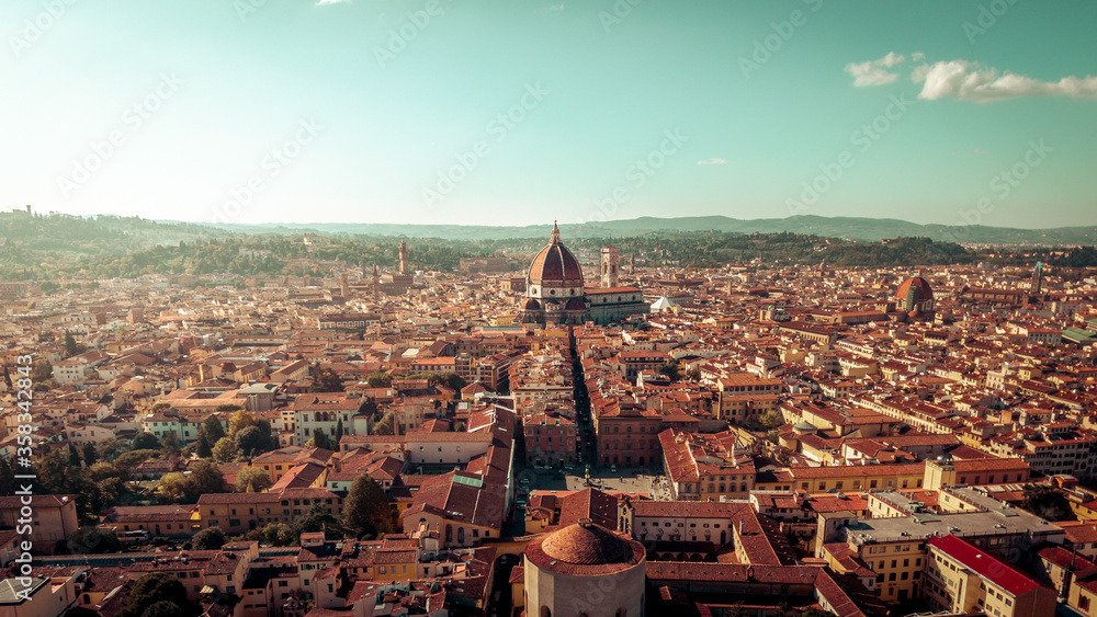 aerial panoramic view of Florence city in Italy