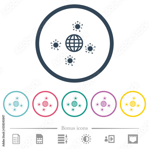 Pandemic flat color icons in round outlines