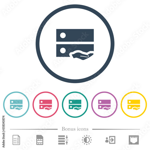 Shared drive flat color icons in round outlines