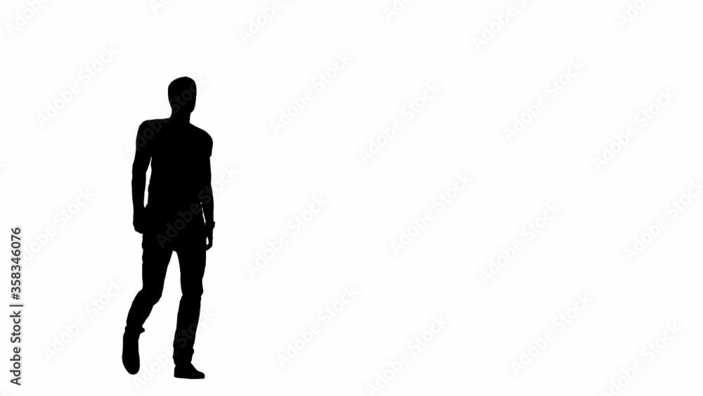 Man silhouette walking on a white background Man silhouette walking on a white background