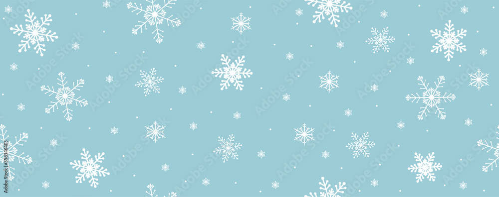 Seamless snowflakes banner on a blue background vector illustration