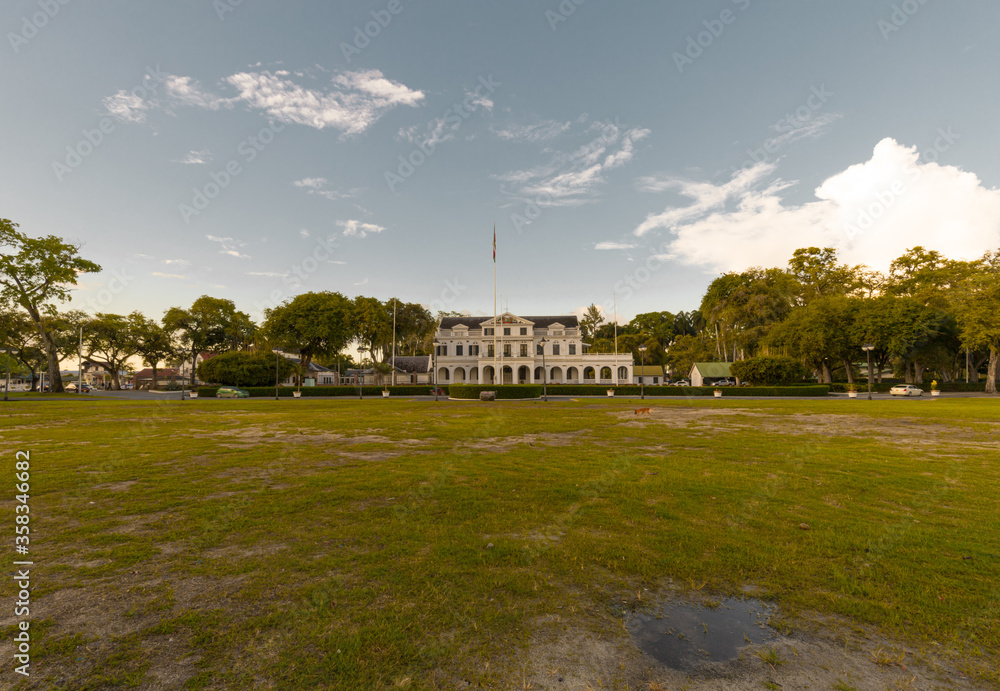 Fototapeta premium Paramaribo, Suriname - August 2019: The Presidential Palace.