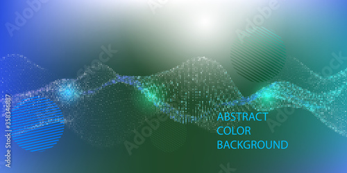 Abstract digital music wave with code wave on green  background. Music equalizer concept. Equalizer banner for music waves with sound waves.