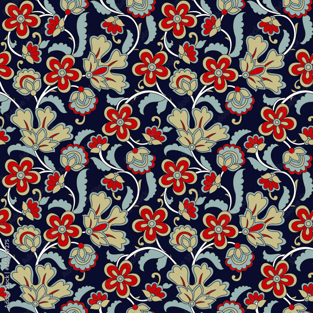 Fototapeta premium traditional indian paisley pattern on navy background