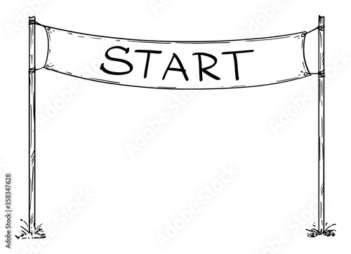 Hand drawn vector of race start line sign or circuit starting line banner. Business or career concept.