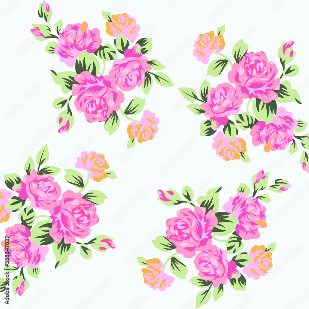 cute vector flower border pattern on white  background