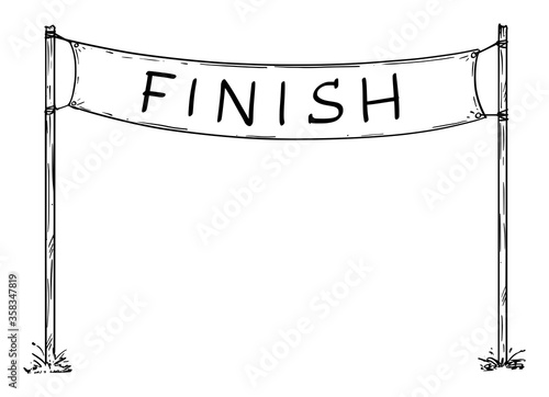 Hand drawn vector of empty race finish line sign or circuit finishing line banner. Business or career concept.