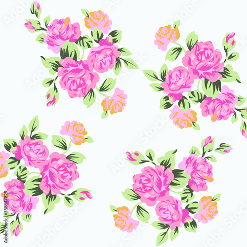 cute vector flower border pattern on white background