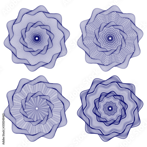 Watermark ,Guilloche rosetta  , design for  background for certificate, 