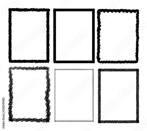 Hand drawn vector set of vintage old grunge doodle sketchy ornamental frame designs. Empty design elements.