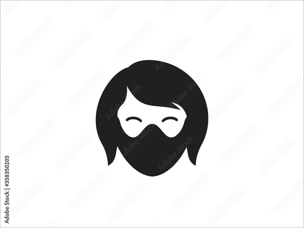 People face with mask vector icon in isolated on white background. Wear dust mask People face with mask vector icon in isolated on white background. Wear dust mask