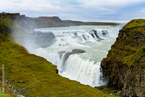 Nature of Gullfoss  a waterfall in the canyon of Olfusa river in southwest Iceland