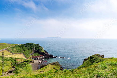 coast of volcano of seongsan Ilchulbong on jeju island.