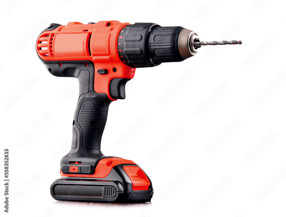 Cordless drill with drill bit working also as screw gun