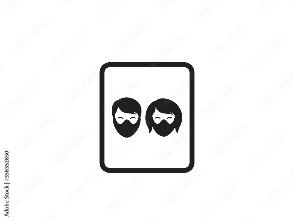 People face with mask vector icon in isolated on white background. Wear dust mask People face with mask vector icon in isolated on white background. Wear dust mask