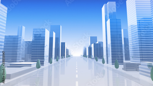 City Building Simple Modern Skyscraper business street 3D illustration background